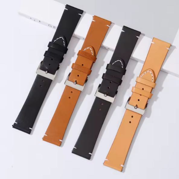 Bracelets de Montre en Cuir Véritable de Veau, Bracelet de Montre à Dégagement Rapide 18mm, 20mm, 22mm, 24mm, Accessoires de Montres Intelligentes