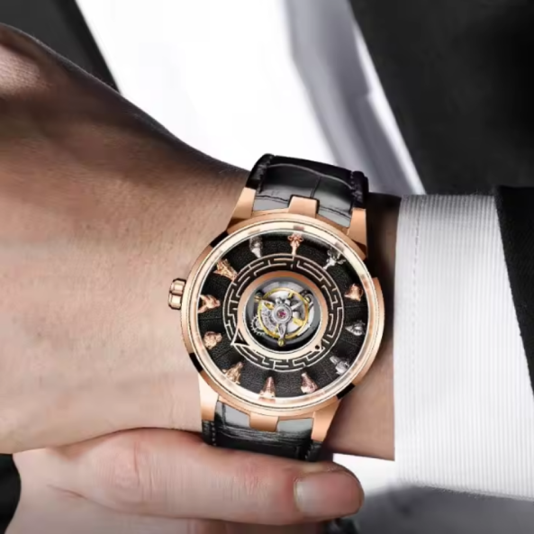 Haofa – Montre à Tourbillon Central en Saphir pour Hommes, Édition 2000, Sculpture Animale du Zodiaque Chinois en 3D, Manuelle, Étanche, Limitée