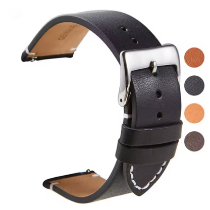 Bracelets de Montre en Cuir Véritable de Veau, Bracelet de Montre à Dégagement Rapide 18mm, 20mm, 22mm, 24mm, Accessoires de Montres Intelligentes