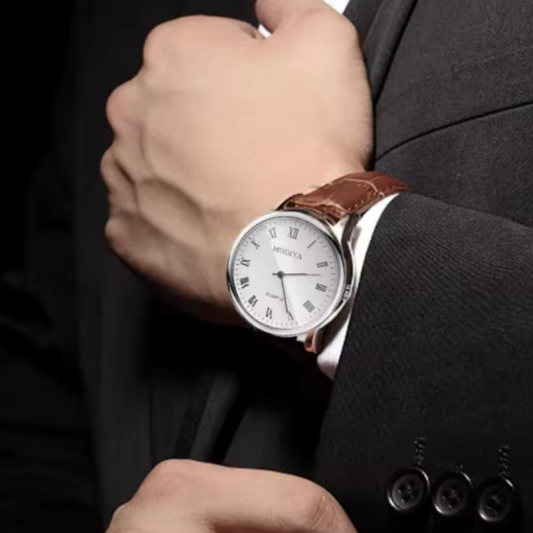 Montre-Bracelet d'Affaires en Cuir de Luxe